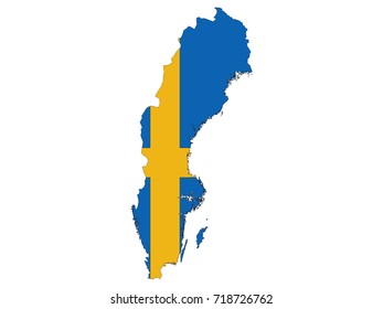 Vector national colors map of Sweden