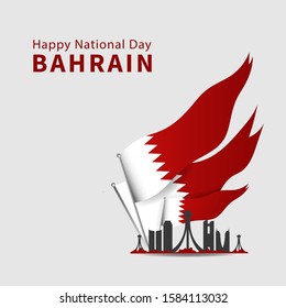 Vector of National Day in Arabic calligraphy style with Bahrain flags. Bahrain independence day. 