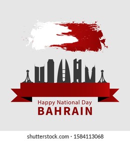 Vector of National Day in Arabic calligraphy style with Bahrain flags. Bahrain independence day.  