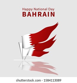 Vector of National Day in Arabic calligraphy style with Bahrain flags. Bahrain independence day.  