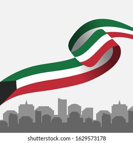 Vector of National Day with Kuwait Flags. Celebration of Kuwait's national day on February 25. Vector Illustration