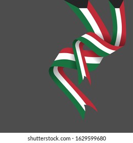 Vector of National Day with Kuwait Flags. Celebration of Kuwait's national day on February 25. Vector Illustration