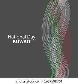 Vector of National Day with Kuwait Flags. Celebration of Kuwait's national day on February 25. Vector Illustration