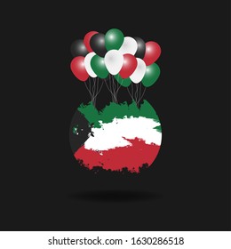 Vector of National Day with Kuwait Flags. Celebration of Kuwait's national day on February 25. Vector Illustration