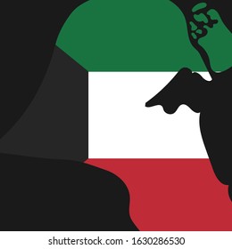 Vector of National Day with Kuwait Flags. Celebration of Kuwait's national day on February 25. Vector Illustration