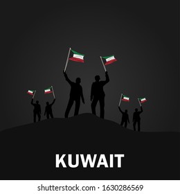 Vector of National Day with Kuwait Flags. Celebration of Kuwait's national day on February 25. Vector Illustration