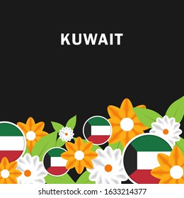 Vector of National Day with Kuwait Flags. Celebration of Kuwait's national day on February 25. Vector Illustration