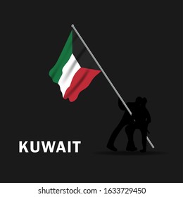 Vector of National Day with Kuwait Flags. Celebration of Kuwait's national day on February 25. Vector Illustration