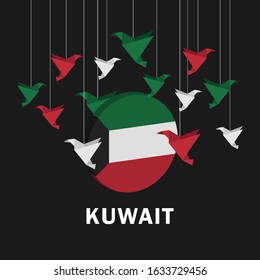 Vector of National Day with Kuwait Flags. Celebration of Kuwait's national day on February 25. Vector Illustration