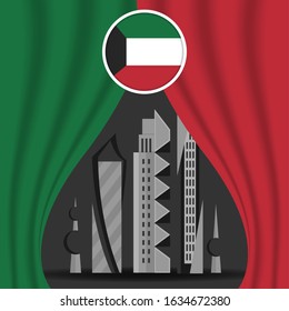 Vector of National Day with Kuwait Flags. Celebration of Kuwait's national day on February 25. Vector Illustration