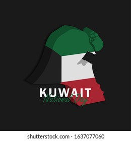 Vector of National Day with Kuwait Flags. Celebration of Kuwait's national day on February 25. Vector Illustration