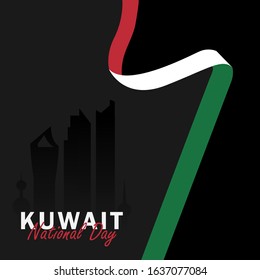 Vector of National Day with Kuwait Flags. Celebration of Kuwait's national day on February 25. Vector Illustration