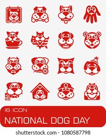 Vector National Dog Day icon set