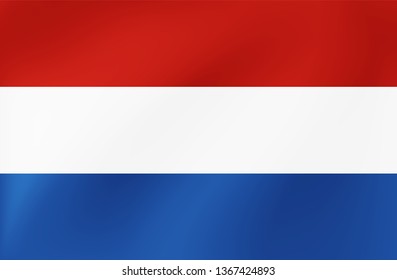 Vector national flag of Netherlands. Beautiful illustration with wavy texture.
