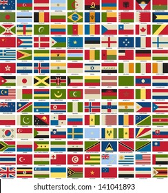 Vector of National Flags Symbol Illustrator, EPS 10. Vintage Style.