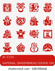 Vector National Gingerbread Cookie Day icon set