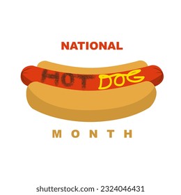 Vector del Mes Nacional del Perro Caliente y bueno para la celebración del mes nacional del hotdog. diseño plano, diseño de banner, ilustración de diseño de volante según el tema.