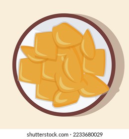 Vector of national kazakh cuisine. Baursaks made from flour