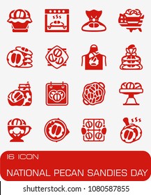 Vector National Pecan Sandies Day icon set