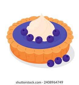 vector of the National Pie Day. whole sweet blueberry pie. A cake for Valentine's day, birthday, party.