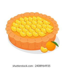 vector of the National Pie Day . a whole sweet orange pie. Cake for Valentine's day, birthday, party.