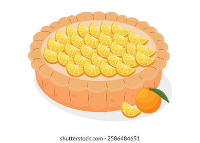 The vector of the National Pie Day . a whole sweet orange pie.