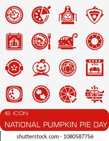 Vector National Pumkin Pie Day Icon Set