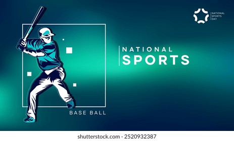 vector with a national sports concept featuring athletes playing base football in colored silhouette style. Can be used as a design template for national sports or base ball matches