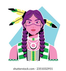 vector native american indian male cartoon illustration isolated