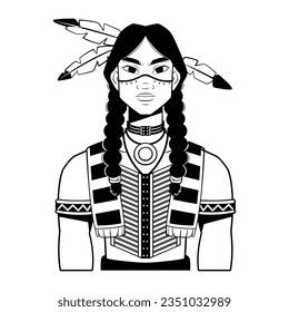 vector native american indian male cartoon illustration isolated