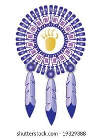 Vector Native American Indian Medicine Shield With Bear Claw