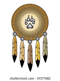 vector native american indian medicine shield with wolf track
