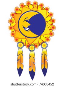 vector native american indian medicine shield with moon and stars