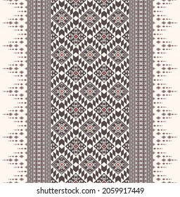 Vector native aztec geometric rhombus square zig zag border seamless background. Ethnic tribal red-brown pattern design. Use for fabric, textile, interior decoration elements, upholstery, wrapping.