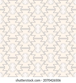 Vektor nativer aztec geometrischer, nahtloser Musterhintergrund. Ethnische Stamm moderne beige-cremegraue Gestaltung. Verwendung für Gewebe, Textilien, Dekorationselemente, Polsterung, Umhüllung.