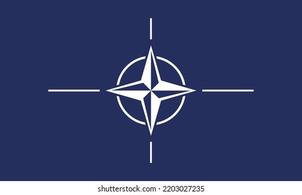 Vector of NATO flags on a metallic pole, isolated on a white background