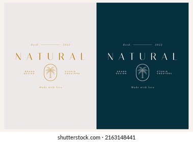 Vector natural abstract modern logo design templates in trendy linear style in golden colors - luxury and jewelry concepts for exclusive services and products, beauty and spa industry