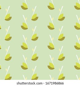Vector natural background of abstract branches and leaves in green shades. The concept of ecology, naturalness. Seamless ornament for fabric, textile, paper, Wallpaper