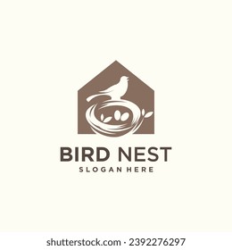 	
vector natural birds nest logo natural root and leaf birds nest logo