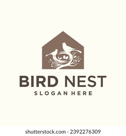 	
vector natural birds nest logo natural root and leaf birds nest logo