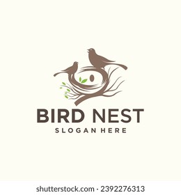 	
vector natural birds nest logo natural root and leaf birds nest logo