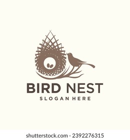 	
vector natural birds nest logo natural root and leaf birds nest logo