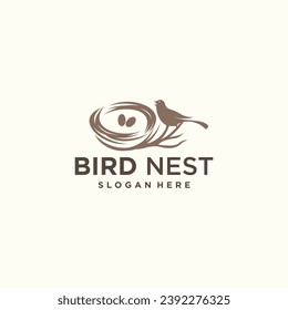 	
vector natural birds nest logo natural root and leaf birds nest logo