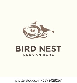 vector natural birds nest logo natural root and leaf birds nest logo