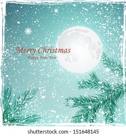 Vector natural Christmas night background. Retro design grange frame