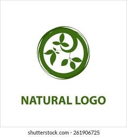 Vector natural circular logo template. Tree leaf logo. Nature icon, logo. Medical logo. Nature product brand. Natural logotype. Eco logo