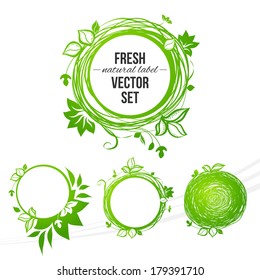 Vector natural colored circle labels set design