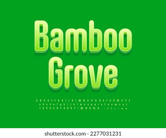 Vector natural concept Bamboo Grove with Green Alphabet Letters, Numbers and Symbols. Modern bright Font