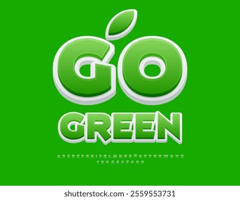 Vector natural concept Go Green with  Modern 3D Font. Fashion Alphabet Letters and Symbols set