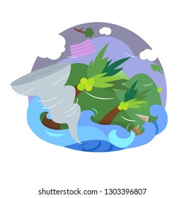 Vector of Natural disaster , strom destroyed house.